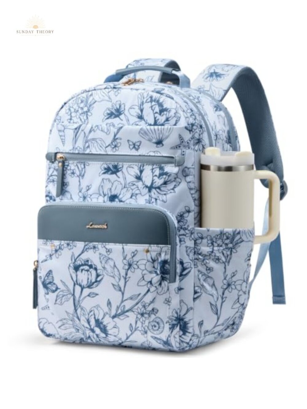 Women's Laptop Backpack with Leather Trim, 15.6" Work Bag, Travel Personal Item